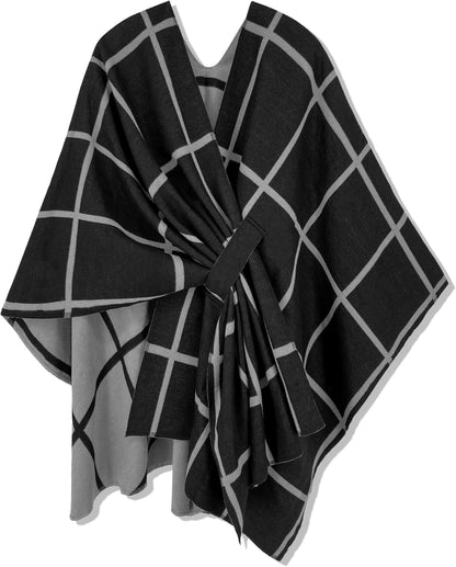 Women's Elegant Shawl Wraps Soft Open Front Poncho Sweater