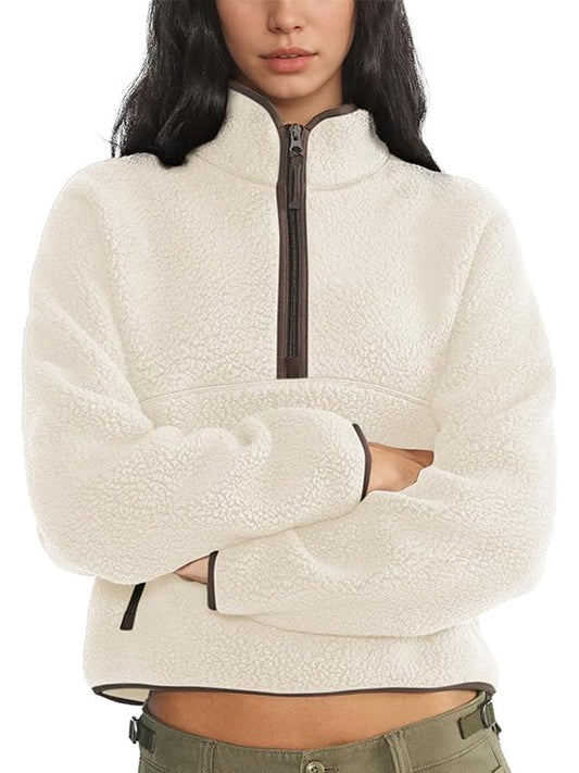 Women's half-zip lightweight fleece long-sleeved jacket