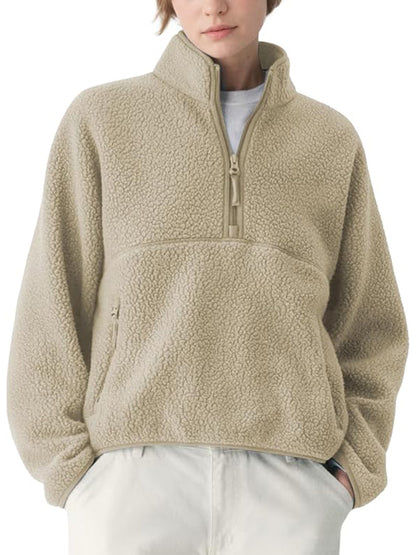 Women's half-zip lightweight fleece long-sleeved jacket