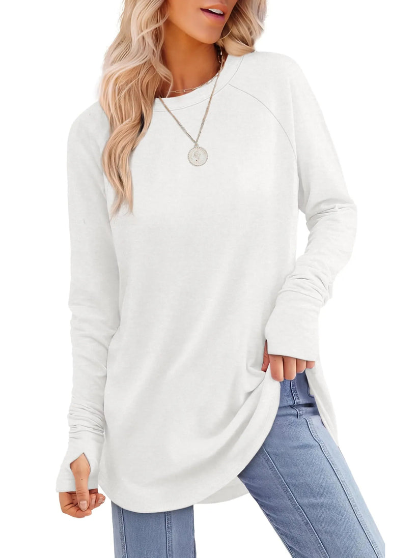 Womens Long Sleeve Thumb Hole Shirts Tunic Tops to Wear with Leggings(BUY 2 FREE SHIPPING)