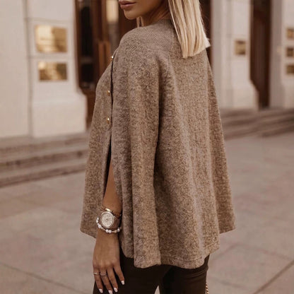 Women's turtleneck cape knit sweater