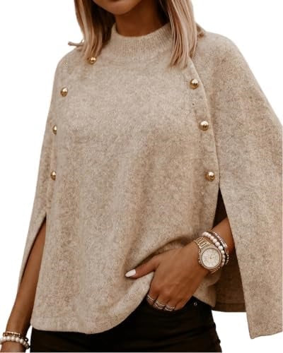 Women's turtleneck cape knit sweater