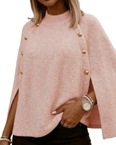 Women's turtleneck cape knit sweater