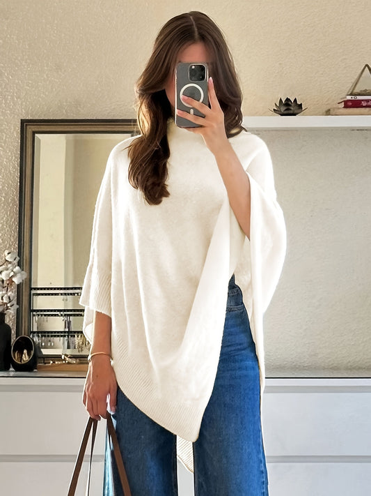 Solid color loose asymmetrical hem shawl