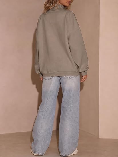 Ruffled V-neck button-down long-sleeved pullover casual sweatshirt