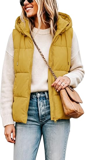 Women's Puffer Vest Winter Sleeveless Coats with Hood