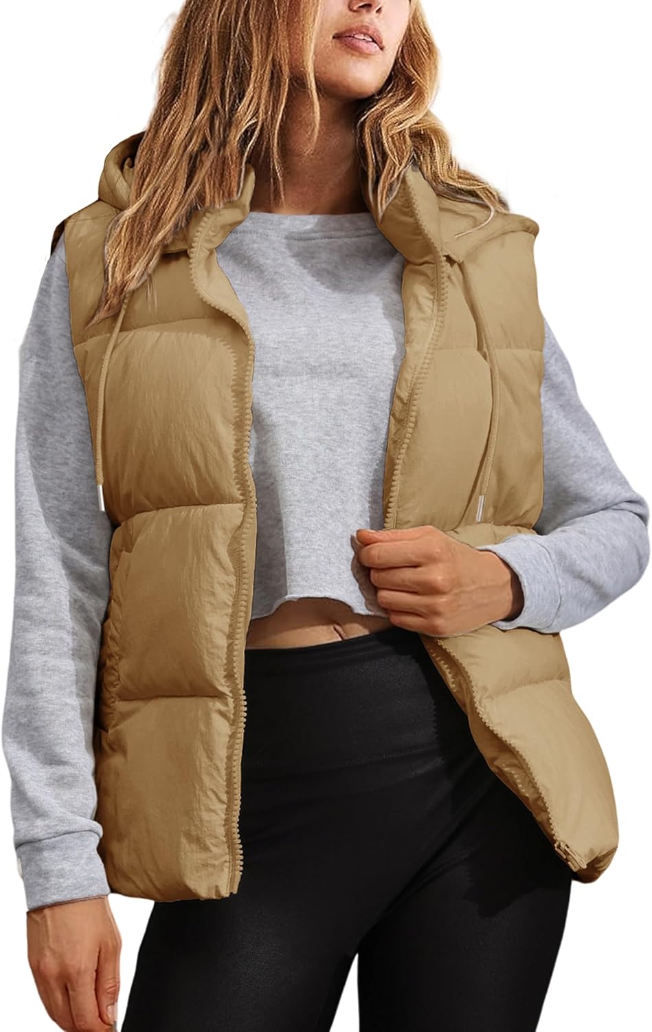 Women's Puffer Vest Winter Sleeveless Coats with Hood