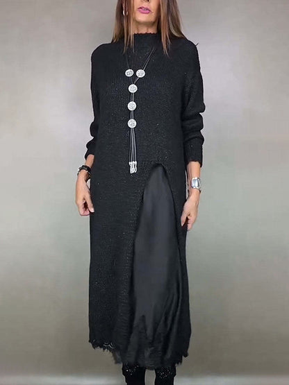 Women Fall Winter 2 Piece Sweater Dress Set Lace Slip Dress Outfit