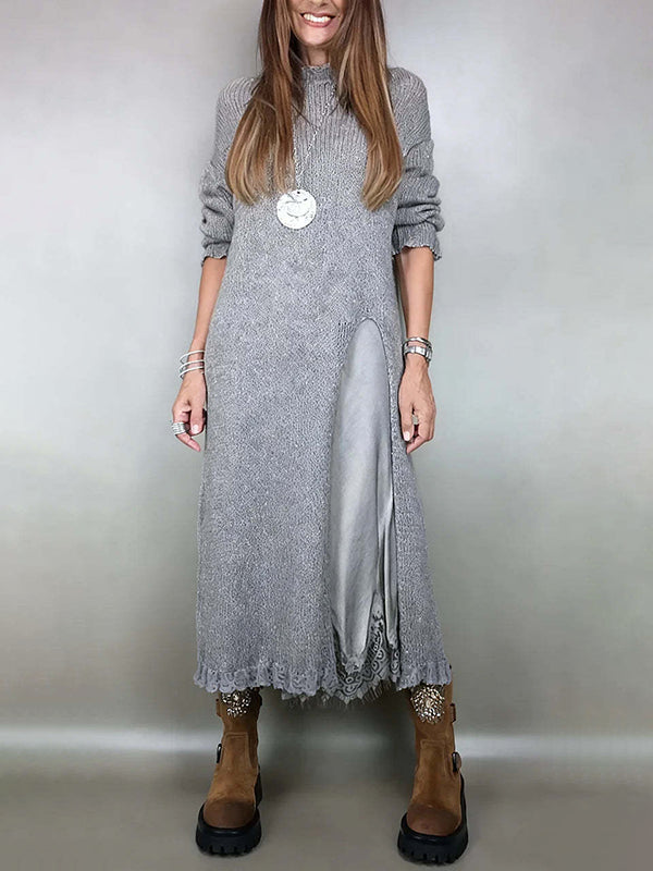 Women Fall Winter 2 Piece Sweater Dress Set Lace Slip Dress Outfit