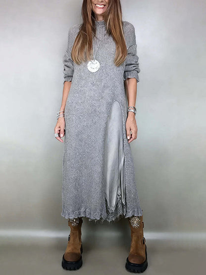 Women Fall Winter 2 Piece Sweater Dress Set Lace Slip Dress Outfit
