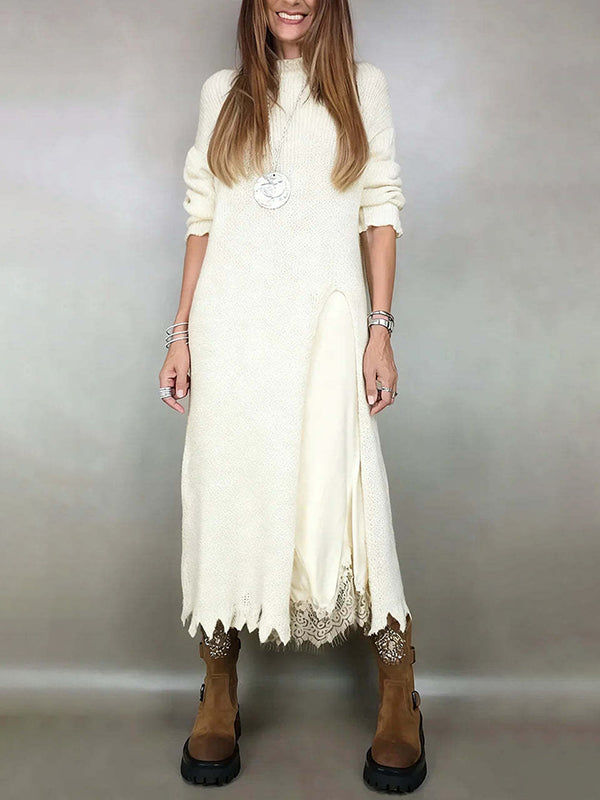 Women Fall Winter 2 Piece Sweater Dress Set Lace Slip Dress Outfit