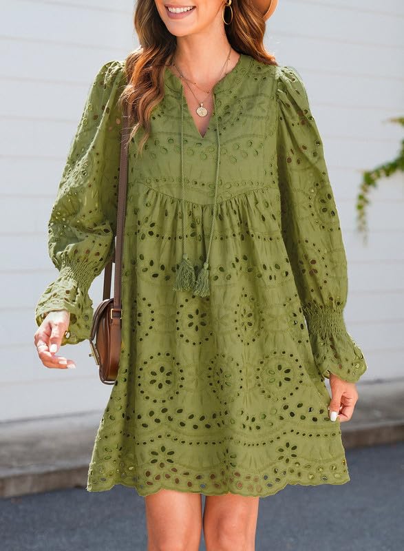 Women¡¯s V Neck Eyelet Lace Dress (Buy 2 Free Shipping)