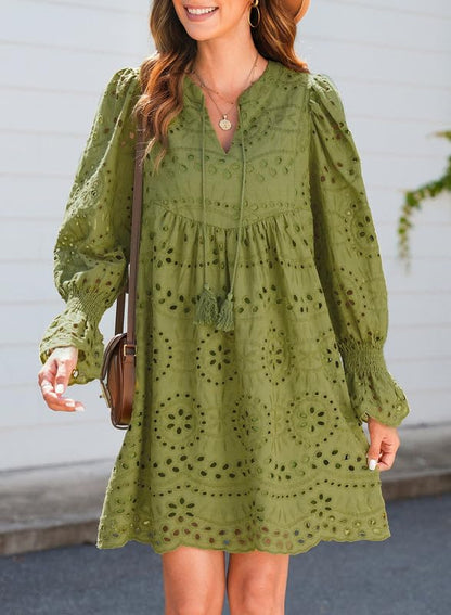 Women¡¯s V Neck Eyelet Lace Dress (Buy 2 Free Shipping)