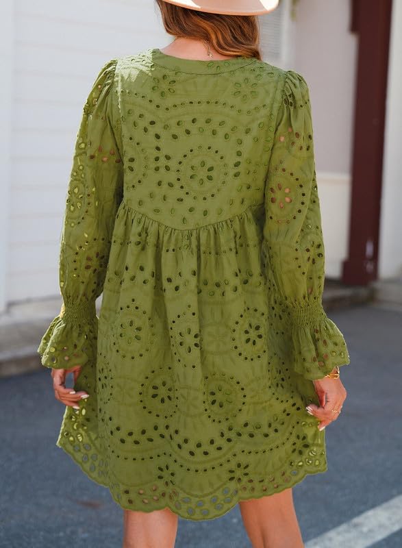 Women¡¯s V Neck Eyelet Lace Dress (Buy 2 Free Shipping)