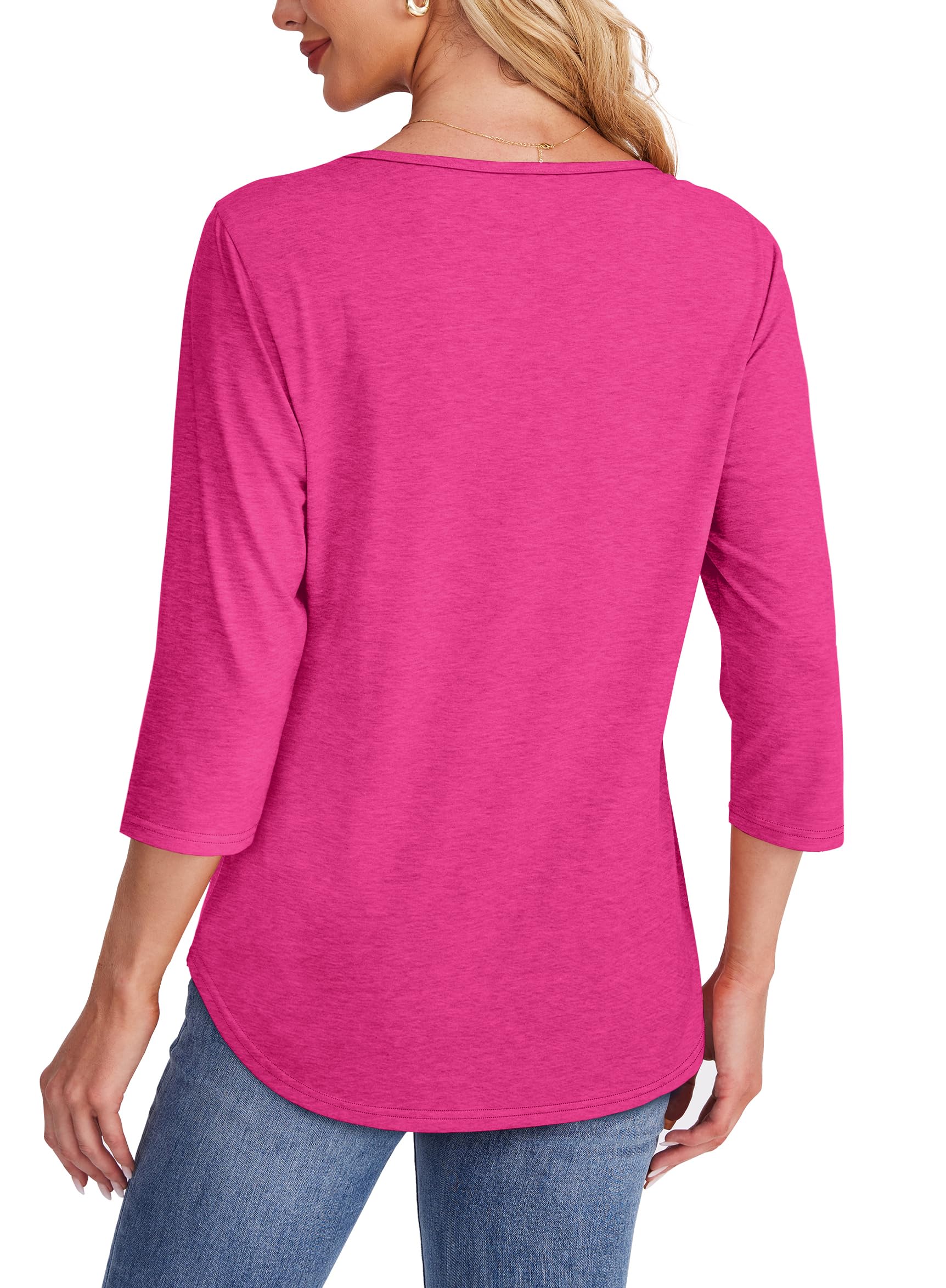 Women's 3/4 Length Sleeve Top Pleated Front T-Shirt (Buy 3 Free Shipping)