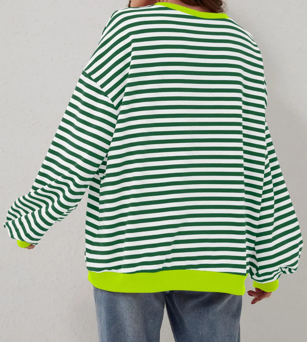 Oversized Striped Color Block Sweatshirt