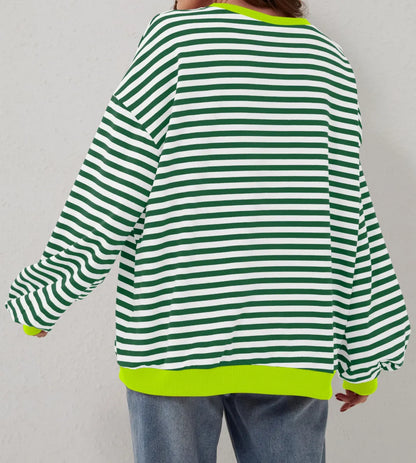 Oversized Striped Color Block Sweatshirt