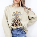 Leopard Print Christmas Tree Crewneck Sweatshirt (Buy 2 Free Shipping)