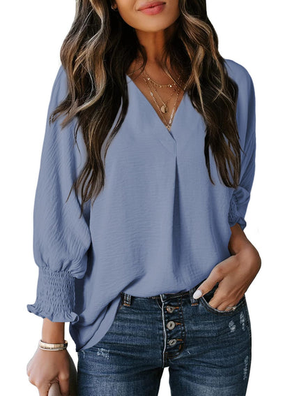 Limited time sale 🔥Womens Casual 3/4 Sleeve V Neck Loose Fit Basic Tees