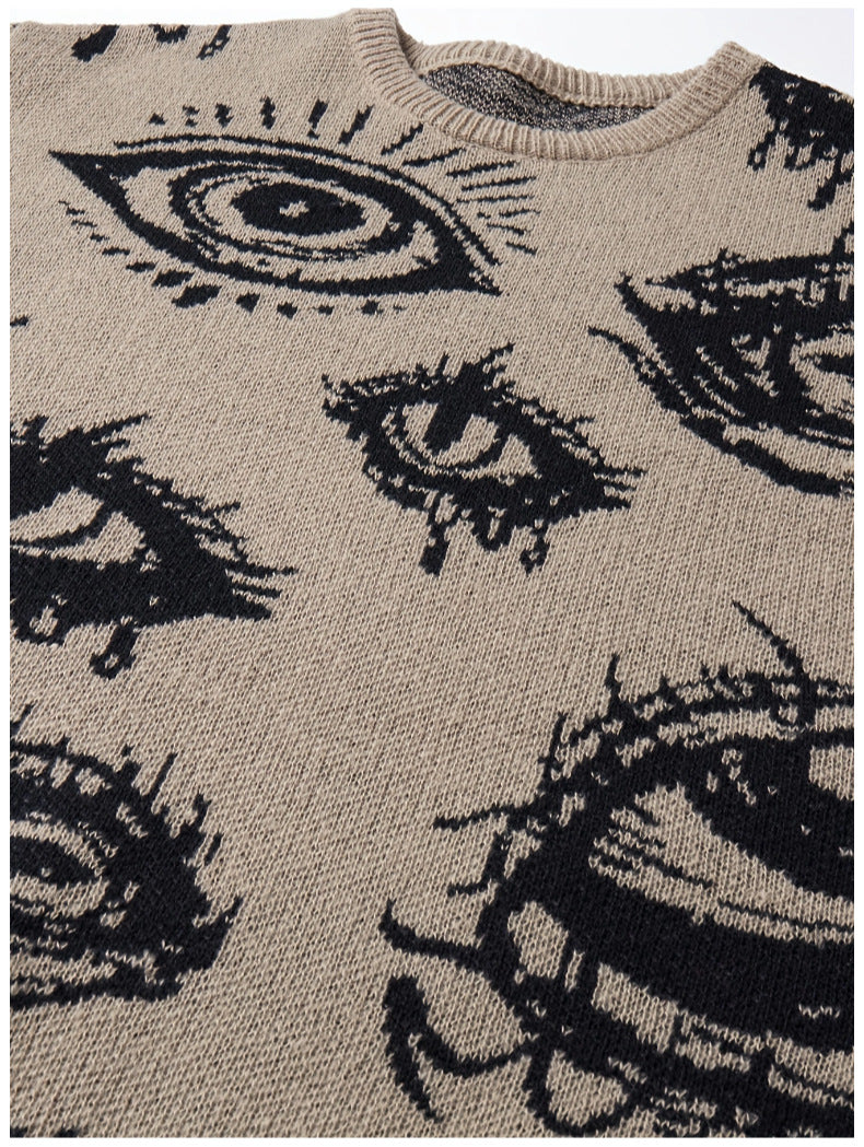 Vintage Eye Graphic Knit Sweater