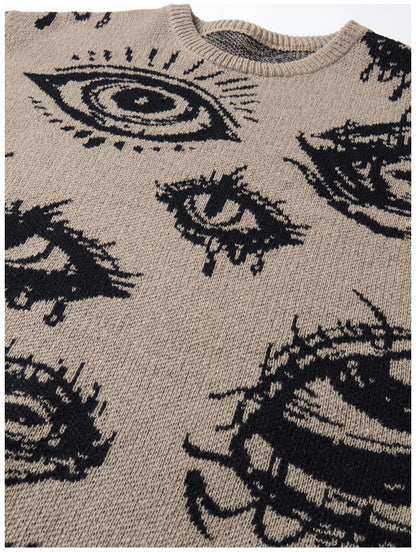 Vintage Eye Graphic Knit Sweater