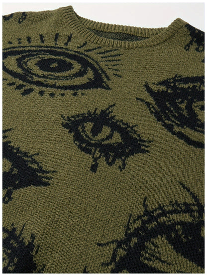 Vintage Eye Graphic Knit Sweater