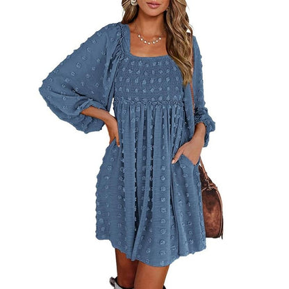 Textured Floral Smocked Mini Dress