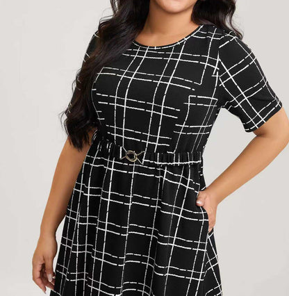 Plus Size Plaid Midi Dress