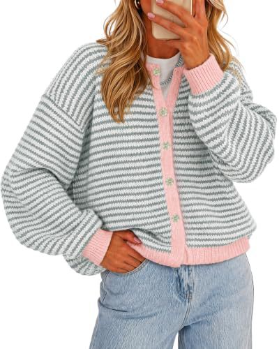 Striped Color Block Knit Cardigan