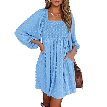 Textured Floral Smocked Mini Dress