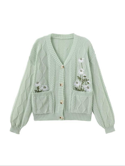 Embroidered Floral Knit Cardigan