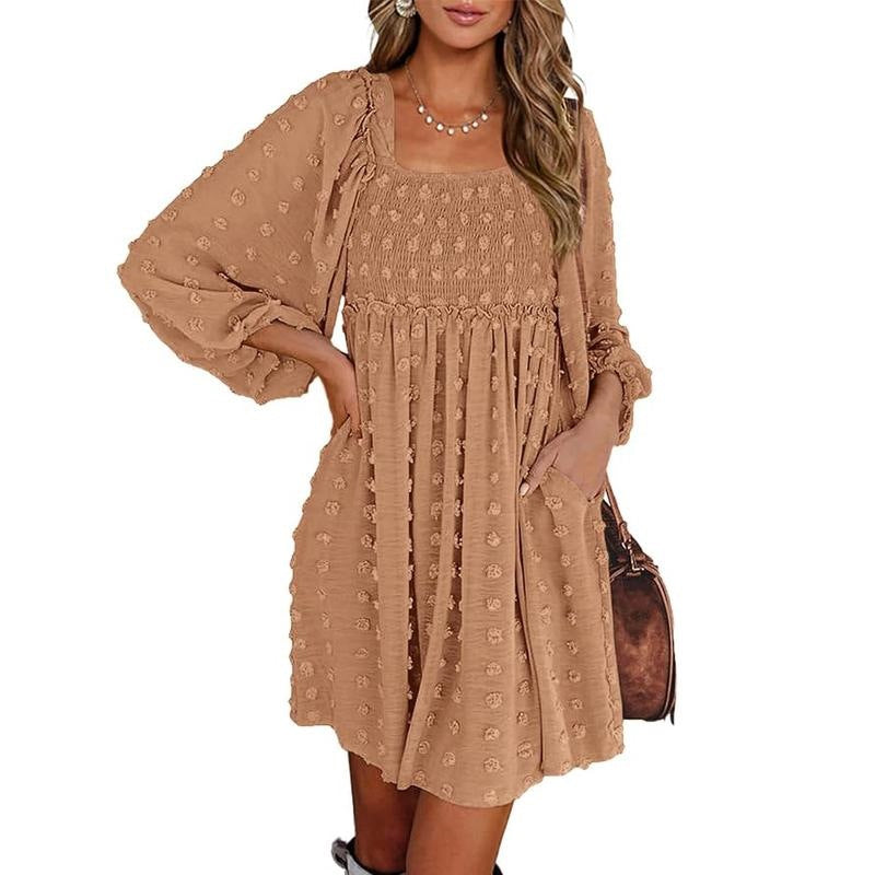 Textured Floral Smocked Mini Dress
