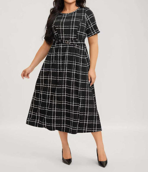 Plus Size Plaid Midi Dress