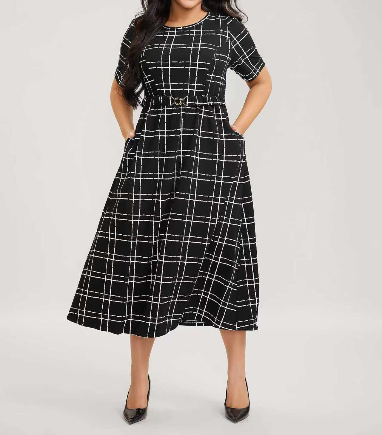 Plus Size Plaid Midi Dress