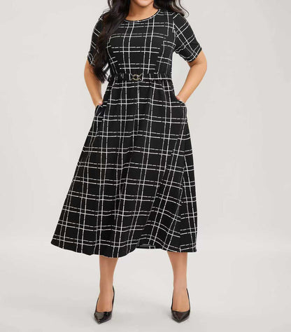 Plus Size Plaid Midi Dress
