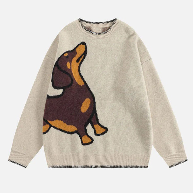 Cute Dog Graphic Knit Sweater