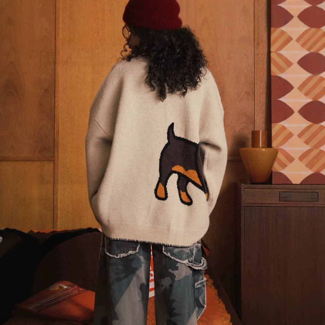 Cute Dog Graphic Knit Sweater