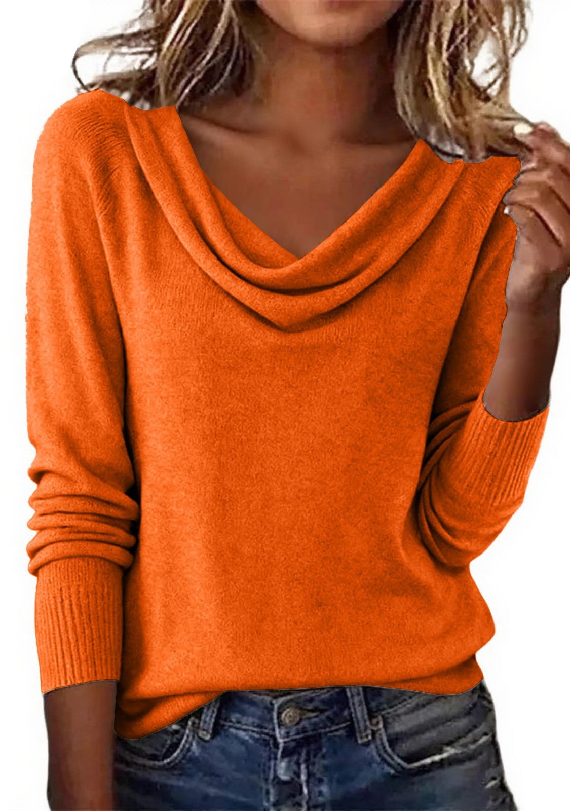 Limited time salee??£¤Women Cowl Neck Long Sleeve Knit Pullover Top