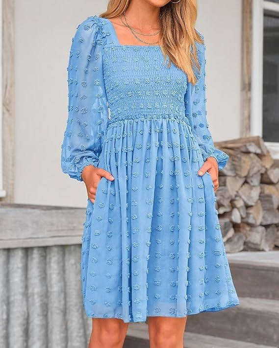 Textured Floral Smocked Mini Dress