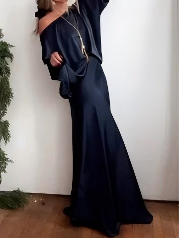 2026 New Spring/Summer Elegant Solid Color Satin Fashion Long Dress（BUY 2 FREE SHIPPING)