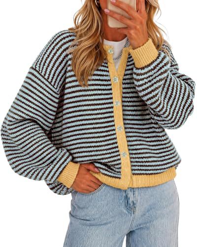 Striped Color Block Knit Cardigan