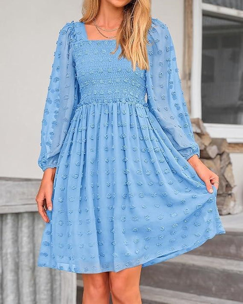 Textured Floral Smocked Mini Dress