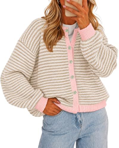 Striped Color Block Knit Cardigan
