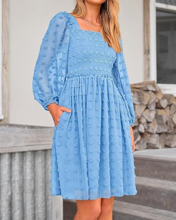 Textured Floral Smocked Mini Dress