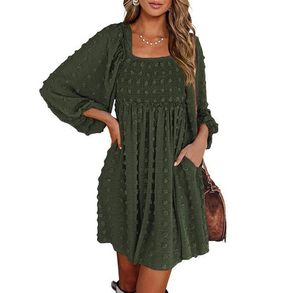 Textured Floral Smocked Mini Dress