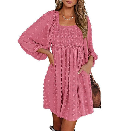 Textured Floral Smocked Mini Dress