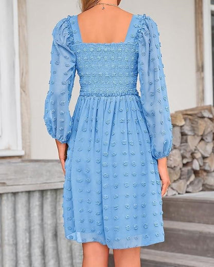 Textured Floral Smocked Mini Dress