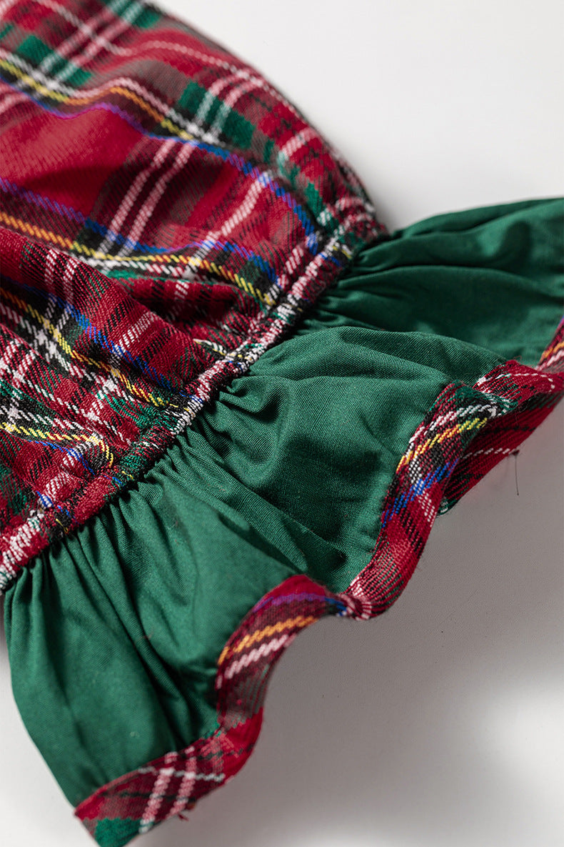 Red Plaid Ruffle Shirt Dress