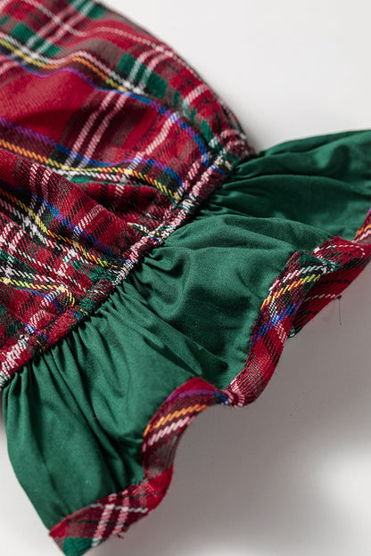 Red Plaid Ruffle Shirt Dress