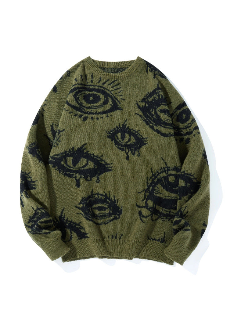 Vintage Eye Graphic Knit Sweater